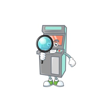 Tek gözlü oyun makinesi detektif çizgi film karakteri tasarımının ünlüsü. Vektör illüstrasyonu