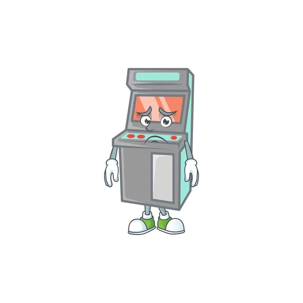 Cartoon Charakter Arkádové Hry Stroj Ustrašeným Obličejem Vektorová Ilustrace — Stockový vektor