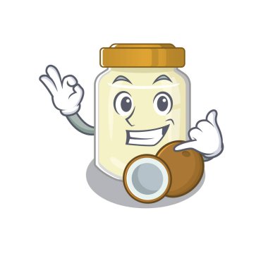 Bana komik hindistan cevizi ezmesi çizgi film karakteri konsepti de. Vektör illüstrasyonu