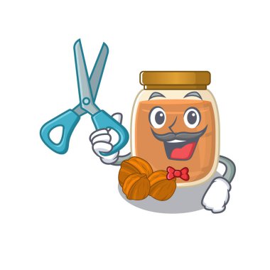 Sporty Barber ceviz ezmesi tasarım tarzının çizgi film karakteri. Vektör illüstrasyonu