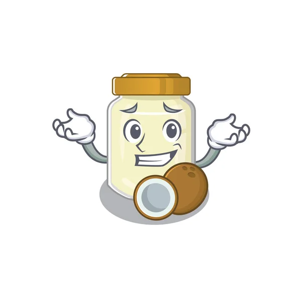 Bonito Grinning Manteiga Coco Mascote Estilo Cartoon Ilustração Vetorial — Vetor de Stock