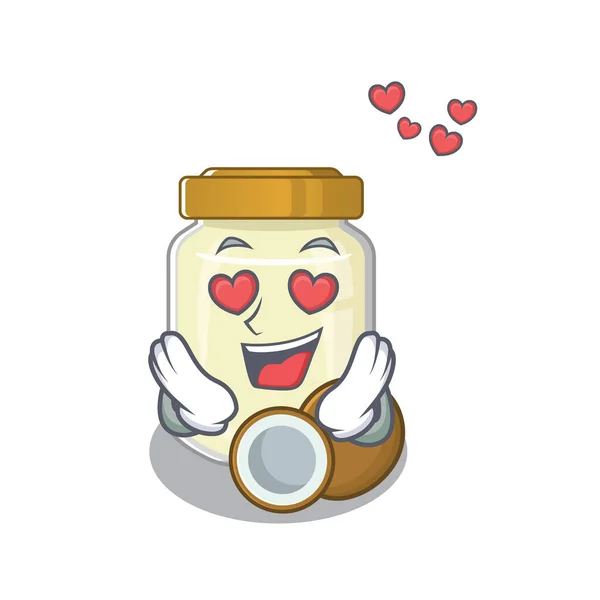 Romântico Caindo Amor Conceito Personagem Desenho Animado Manteiga Coco Ilustração — Vetor de Stock