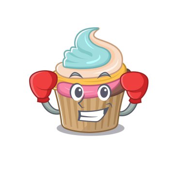 Spor Boks Gökkuşağı Keki 'nin maskotluk stili. Vektör illüstrasyonu