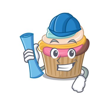 Gökkuşağı Mimarı 'nın başarısı mavi iz ve mavi miğfere sahip olması. Vektör illüstrasyonu