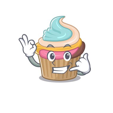 Bana komik gökkuşağı kek çizgi film karakteri konsepti de. Vektör illüstrasyonu