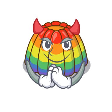 Şeytani gökkuşağı jölesi çizgi filmi karakter tasarımı. Vektör illüstrasyonu