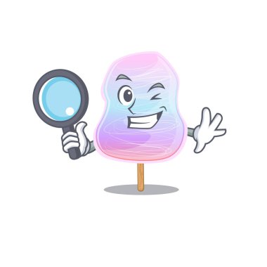 Zarif ve akıllı gökkuşağı pamuk helva dedektif çizgi film tasarımı konsepti