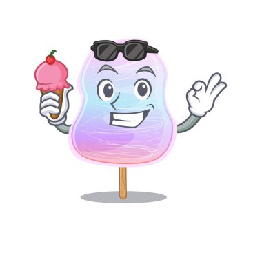 Mutlu yüz gökkuşağı pamuk helva çizgi film tasarımı dondurmalı