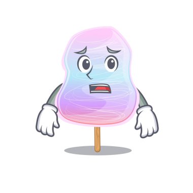 A picture of rainbow cotton candy having an afraid face