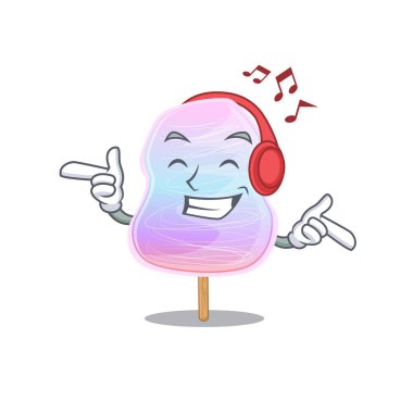Listening music rainbow cotton candy cartoon character concept