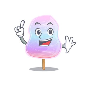 mascot cartoon concept rainbow cotton candy in One Finger gesture