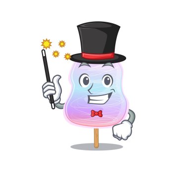 A picture of rainbow cotton candy performance as a Magician