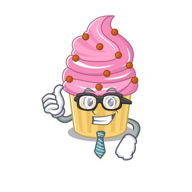 cool and smart Businessman strawberry cupcake wearing glasses