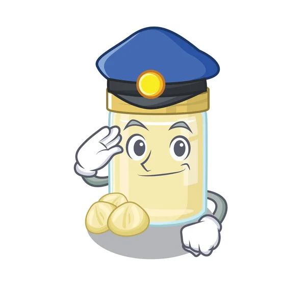 Concept Viril Beurre Noix Macadamia Cartoon Fonctionnant Comme Officier Police — Image vectorielle