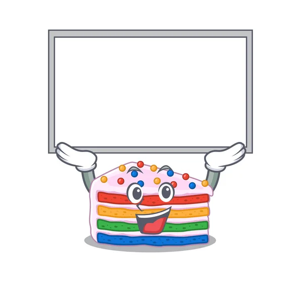 Ein Bild Des Maskottchens Regenbogenkuchen Hob Die Decke Vektorillustration — Stockvektor