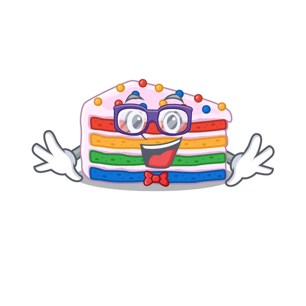 Concetto Cartone Animato Geek Disegno Torta Arcobaleno Illustrazione Vettoriale — Vettoriale Stock