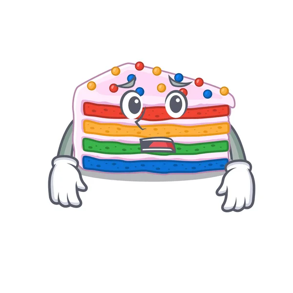 Ein Bild Von Regenbogenkuchen Mit Einem Ängstlichen Gesicht Vektorillustration — Stockvektor