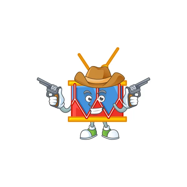 The brave of independence day drum Cowboy cartoon character holding guns — стоковий вектор