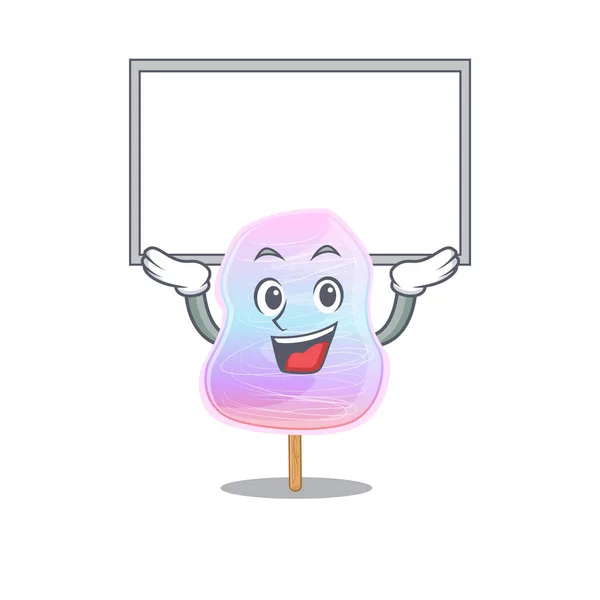 A rainbow cotton candy mascot picture raised up board — Stockvector