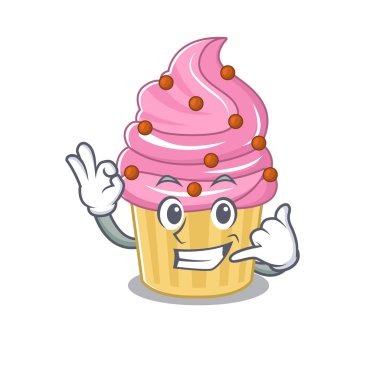 Call me funny strawberry cupcake cartoon character concept