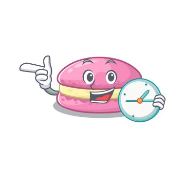 cartoon character concept strawberry macarons having clock