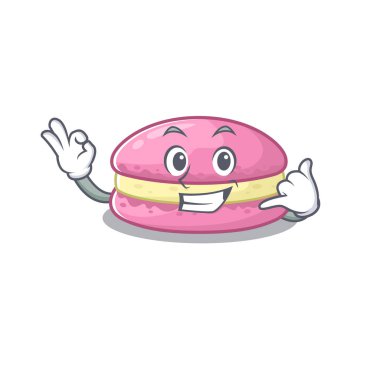 Call me funny strawberry macarons cartoon character concept
