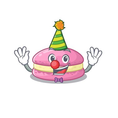 Funny Clown strawberry macarons cartoon character mascot design