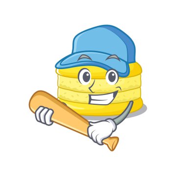 Gülen Komik Limonlu Makaron. Beyzbollu Maskot Tasarımı. Vektör illüstrasyonu