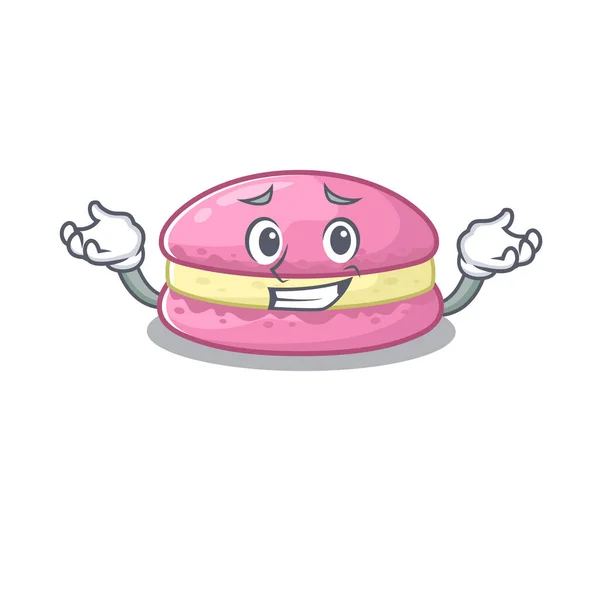 Cute Grinning strawberry macarons mascot cartoon style — Stockvektor