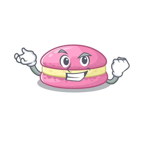 Cool confident Successful strawberry macarons cartoon character style — Stok Vektör