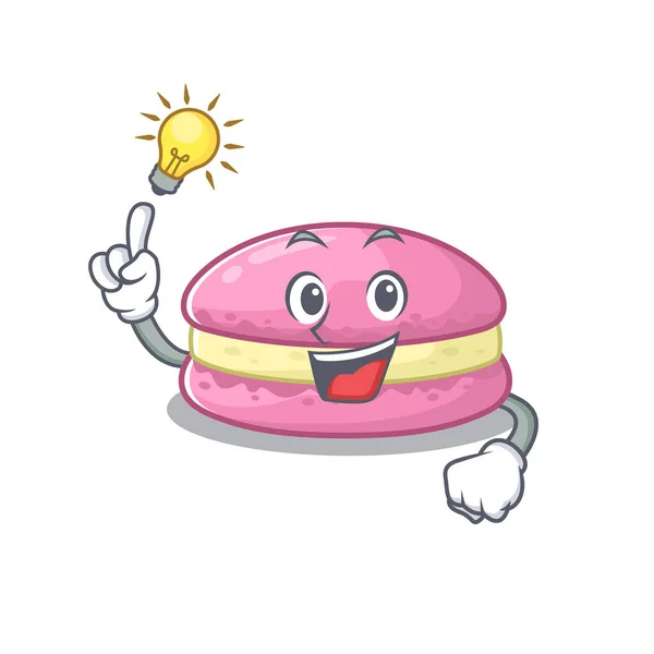 A clever strawberry macarons cartoon character style have an idea gesture — ストックベクタ