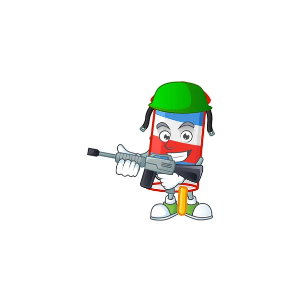Rocket USA stripes mascot design in an Army uniform with machine gun — Διανυσματικό Αρχείο