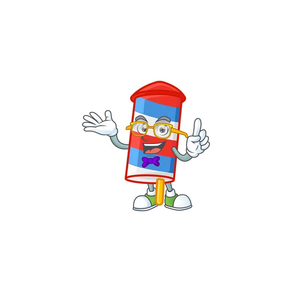 Geek Character Rocket Usa Stripes Mascot Design Vector Illustration — Stock Vector