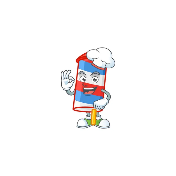 Rocket Usa Listras Personagem Desenho Animado Vestido Chef Chapéu Branco — Vetor de Stock
