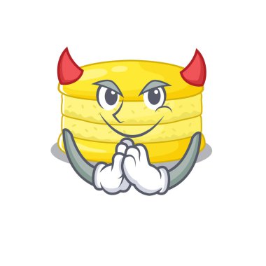 Karakter tasarımında Şeytan Limonlu Makarna Çizgisi. Vektör illüstrasyonu