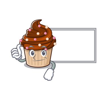 Çikolatalı kek çizgi film tasarımının tahtası var. Vektör illüstrasyonu