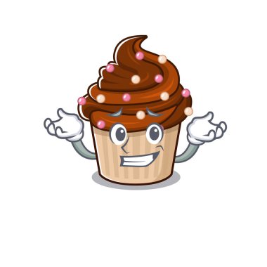 Şirin, çikolatalı kek maskotu tarzı çizgi film. Vektör illüstrasyonu