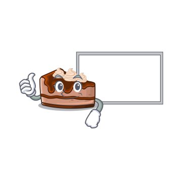 Çikolatalı cheesecake çizgi film tasarımının tahtası var. Vektör illüstrasyonu