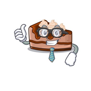 Gözlük takan havalı ve zeki iş adamı çikolatalı kek. Vektör illüstrasyonu