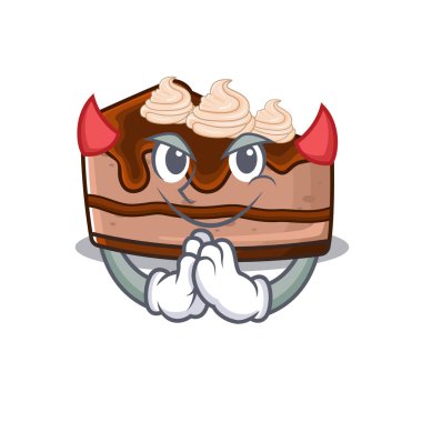Şeytan çikolatalı cheesecake Çizgi Filmi karakter tasarımı. Vektör illüstrasyonu