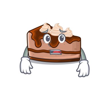 Çikolatalı peynirli kekin korkmuş bir yüzü var. Vektör illüstrasyonu