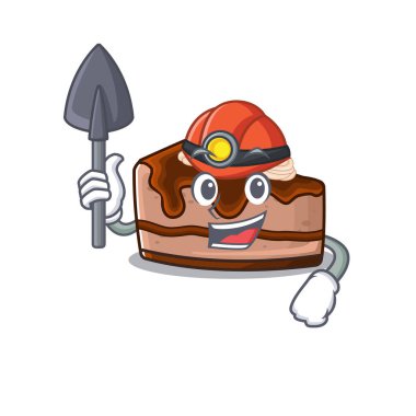 Akıllı Miner çikolatalı cheesecake çizgi film karakteri tasarımı. Vektör illüstrasyonu