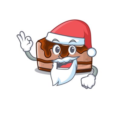 Noel Baba çizgi film karakteri tarzında çikolatalı cheesecake. Vektör illüstrasyonu