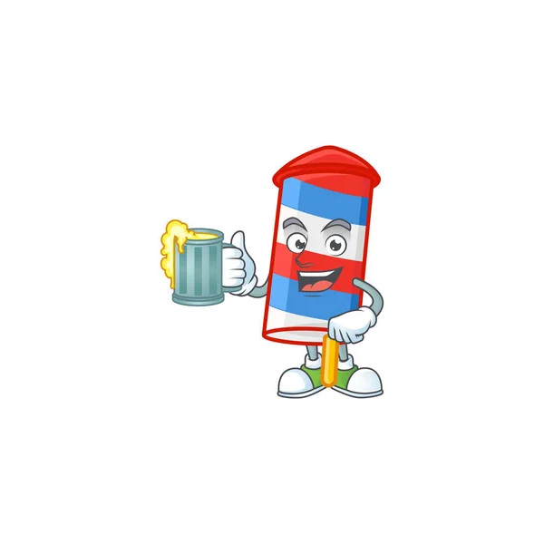 Ракета Smiley Usa stripes mascot design with a glass of beer — стоковий вектор