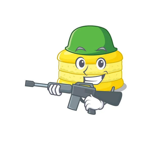 Cute Picture Lemon Macaron Army Machine Gun Vector Illustration — Stock Vector