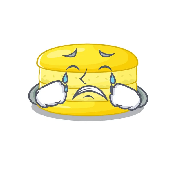 Lemon Macaron Cartoon Character Concept Sad Face Vector Illustration — Stockvector