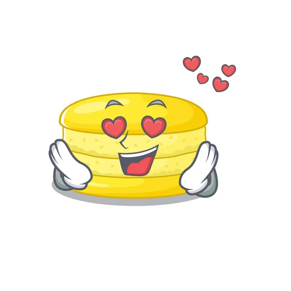 Romantische Verliebtheit Zitrone Macaron Zeichentrickfigur Konzept Vektorillustration — Stockvektor