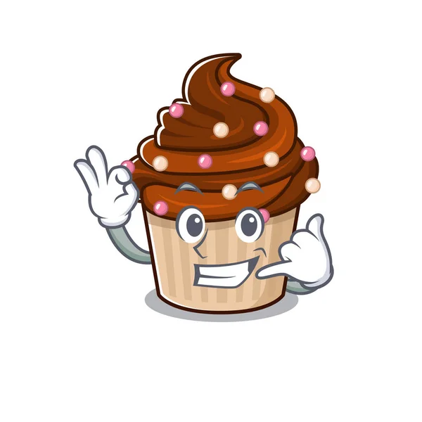 Chame Conceito Engraçado Personagem Desenho Animado Cupcake Chocolate Ilustração Vetorial — Vetor de Stock