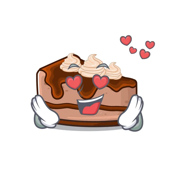 Romántico Enamorarse Chocolate Cheesecake Concepto Personaje Dibujos Animados Ilustración Vectorial — Archivo Imágenes Vectoriales