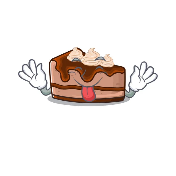 Engraçado Mascote Cheesecake Chocolate Design Com Língua Para Fora Ilustração — Vetor de Stock